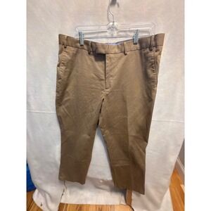 Charles Tyrwhitt Mens Khaki Cotton Elastane Dress Pants Flat Front Size 38 x30